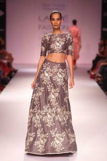 Payal Singhal grey crop top with embroidered skirt