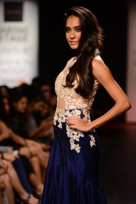 Ridhi Mehra Ivory & Blue gown Lisa Haydon up close