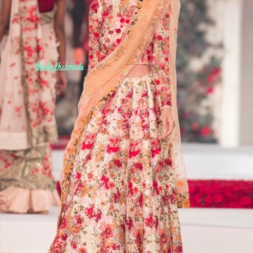 Heavily embroidered floral Lehenga Set with Peach Dupatta - Varun Bahl - Amazon India Couture Week 2015
