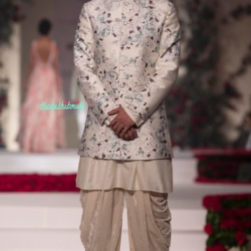 Ivory Floral Print Sherwani style Bandhgala with Dhoti Pants - Varun Bahl - Amazon India Couture Week 2015