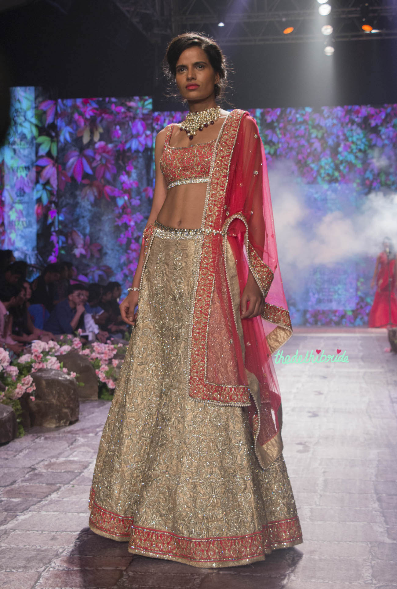 Buy Red Blouse Net And Organza Zeeana Flower Bloom Bridal Lehenga Set For  Women by Ridhi Mehra Online at Aza Fashions.